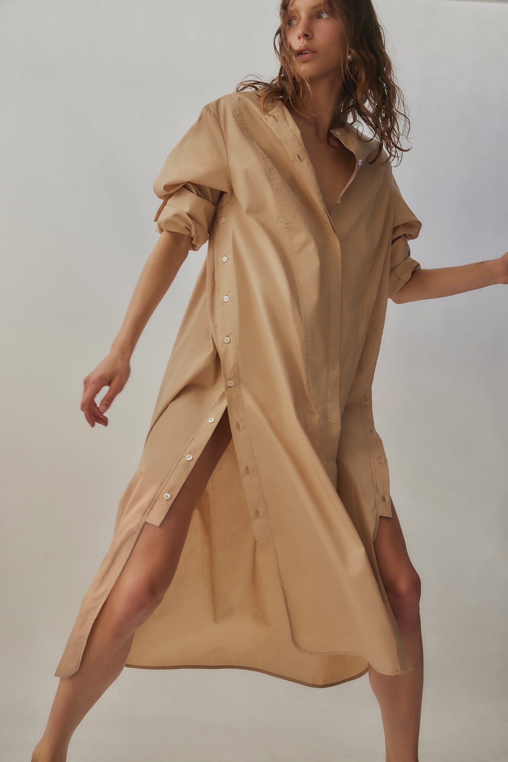 Foemina - Celine Dress in Sand Poplin