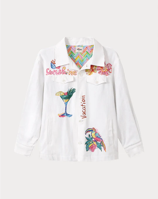 Me369 - Briann Embroidered Jacket in White