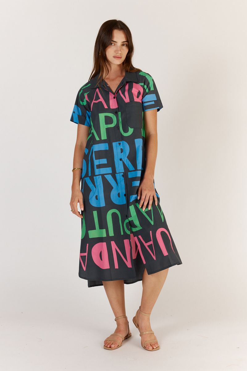 Itami - Sierra Button Dress in Navy