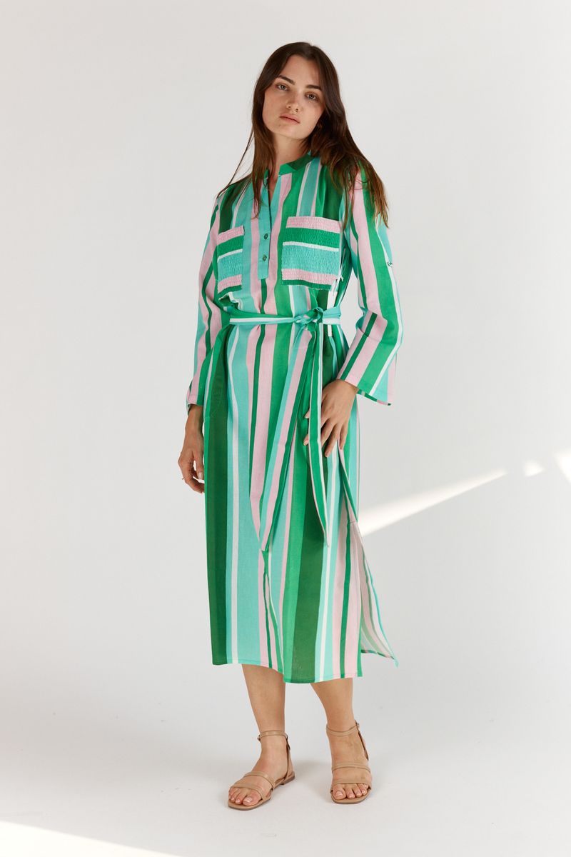 Itami - Angola LS Dress in Green Multi