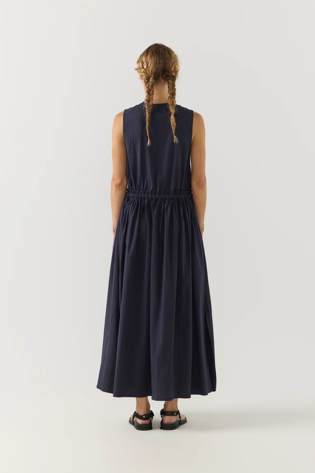 Foemina - Cameron Dress in Navy Seersucker
