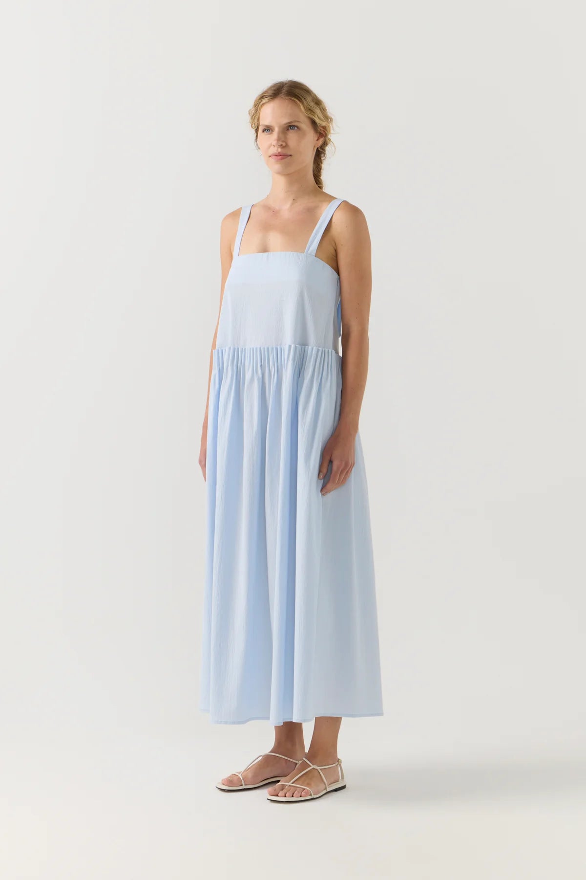 Foemina - Cordelia Dress in Powder Blue Seersucker