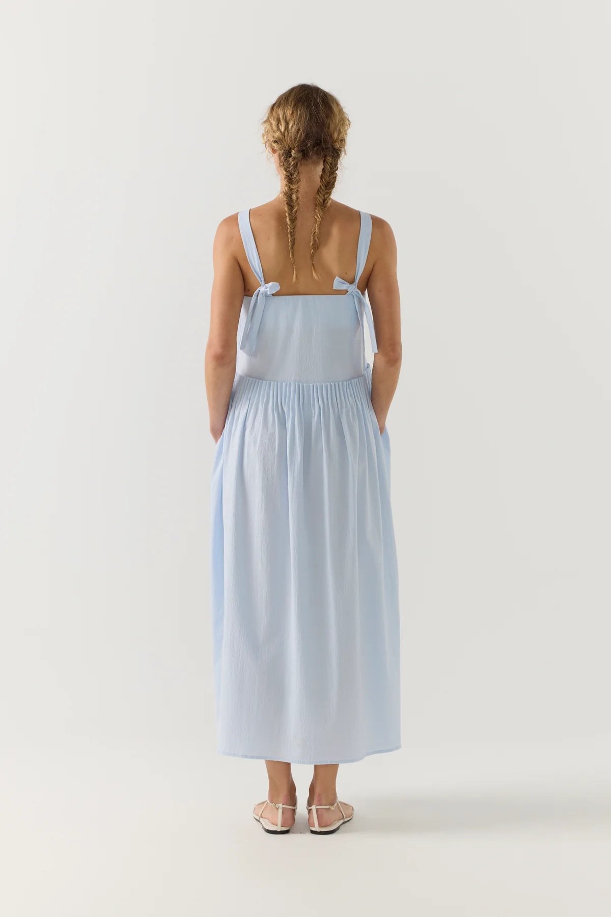 Foemina - Cordelia Dress in Powder Blue Seersucker