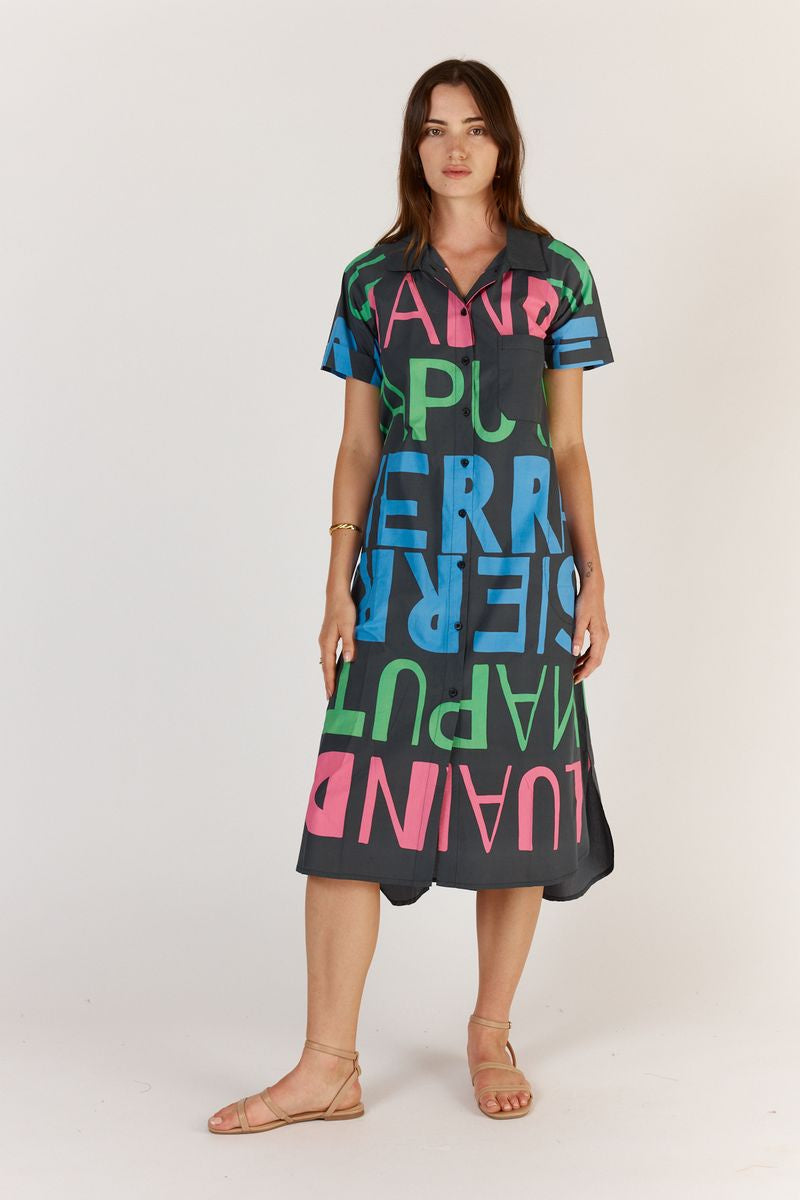 Itami - Sierra Button Dress in Navy