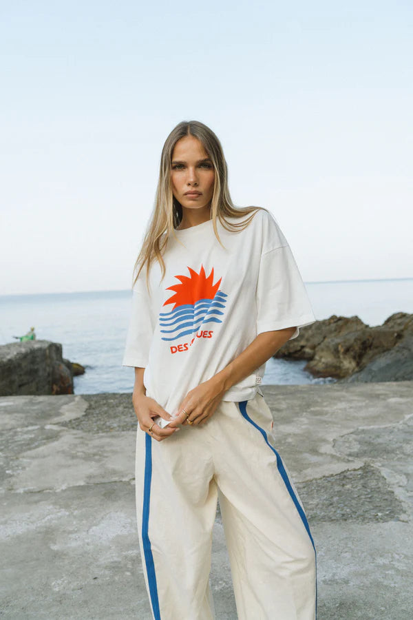 Araminta James - Tropiques Oversized Tee in Warm White