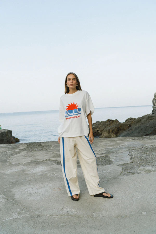 Araminta James - Tropiques Oversized Tee in Warm White