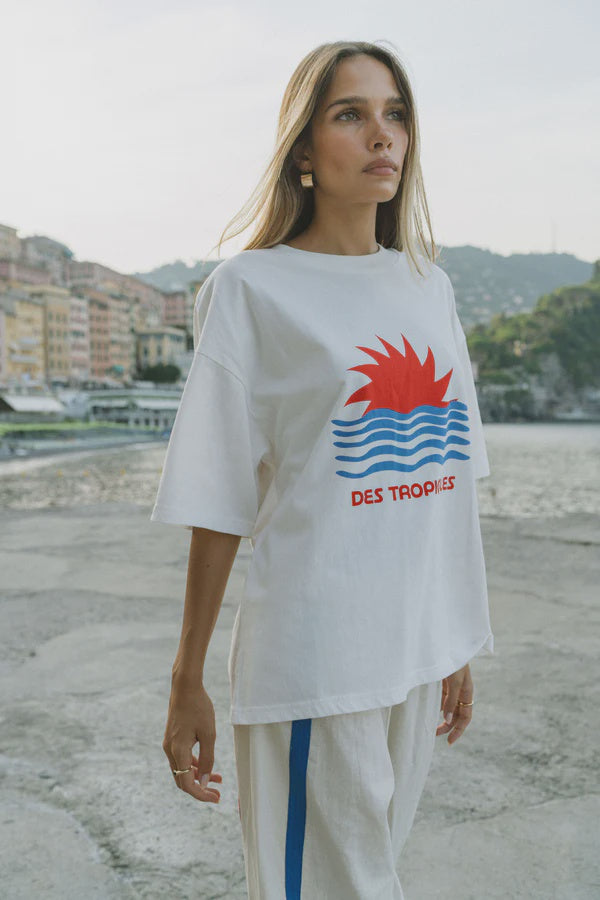 Araminta James - Tropiques Oversized Tee in Warm White