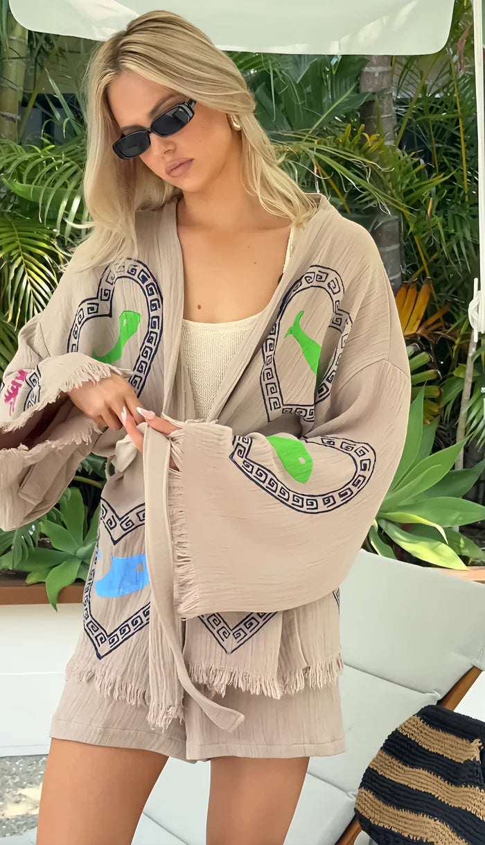 Cie Cie - Robe Short Set in Tan Sardine