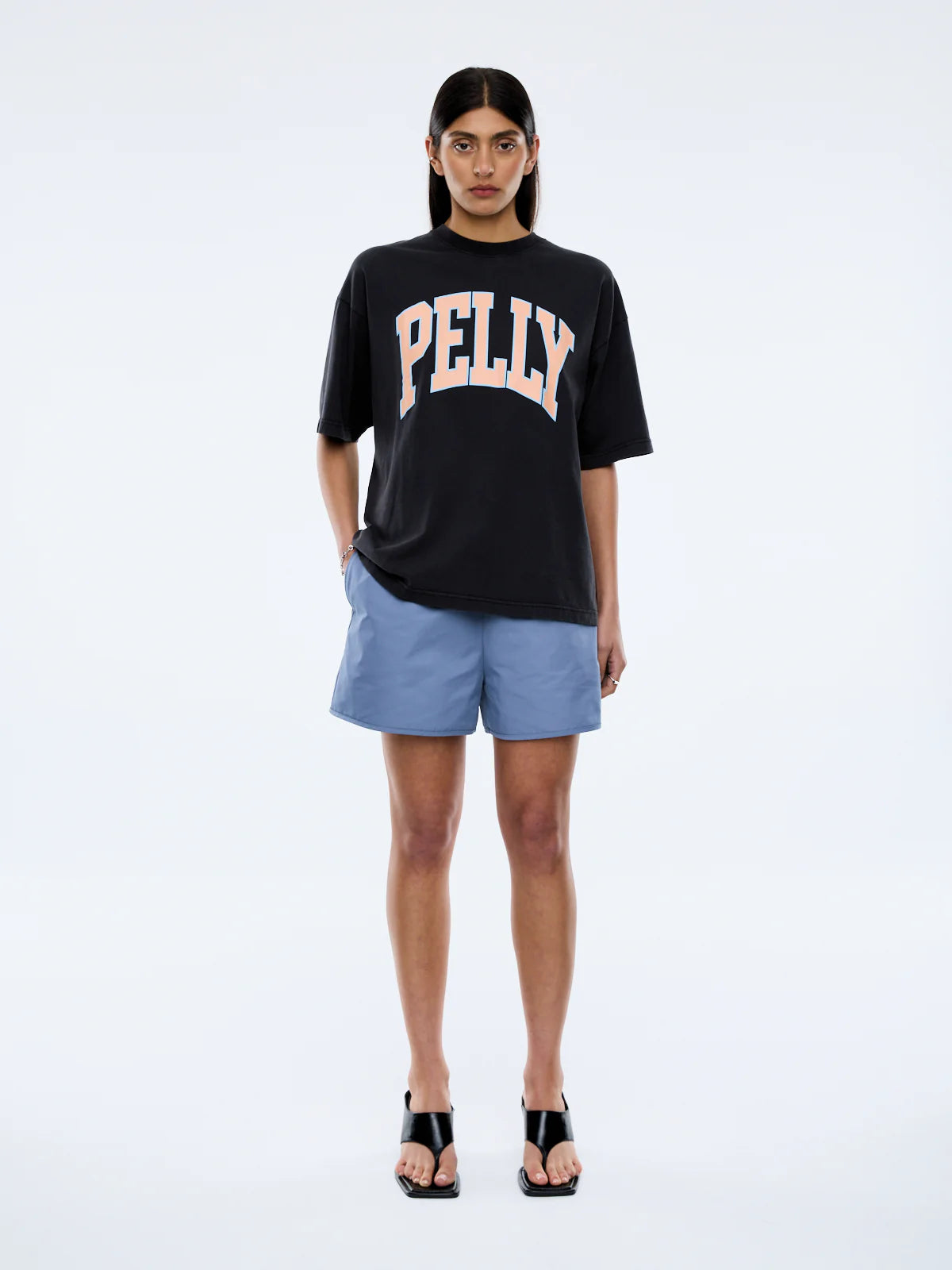 Ena Pelly - Peach Pelly Collegiate Tee in Vintage Black