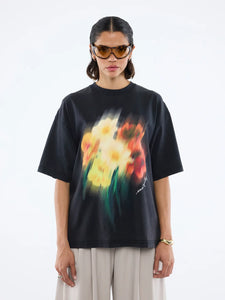 Ena Pelly - Blurred Sunflowers Tee in Black