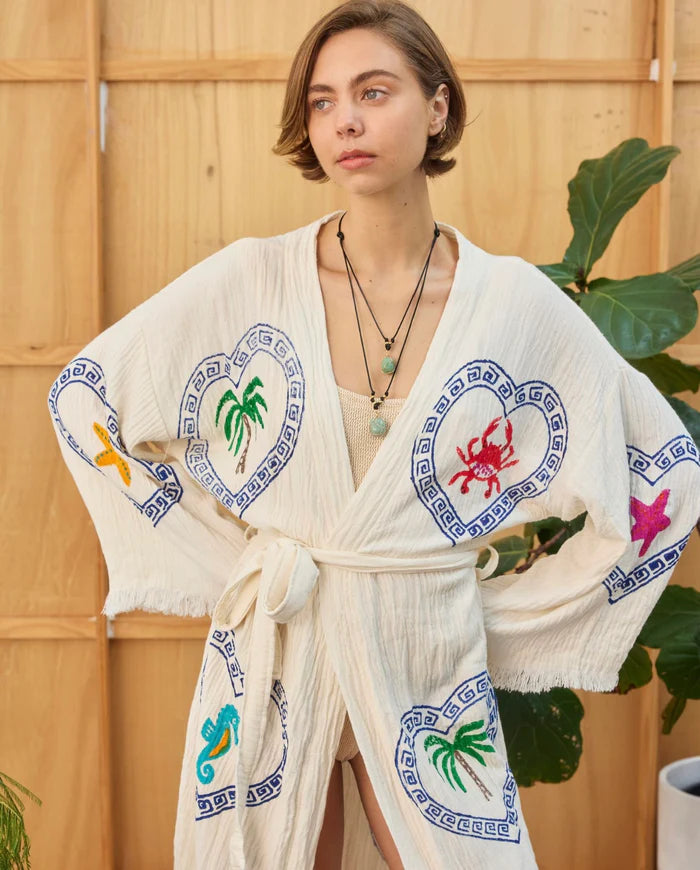 Cie Cie - Long Multi Motif Robe in Natural