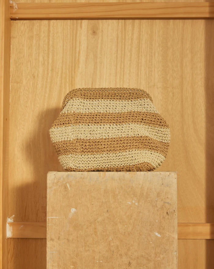 Cie Cie - Handwoven Clutch in Beige/Tan