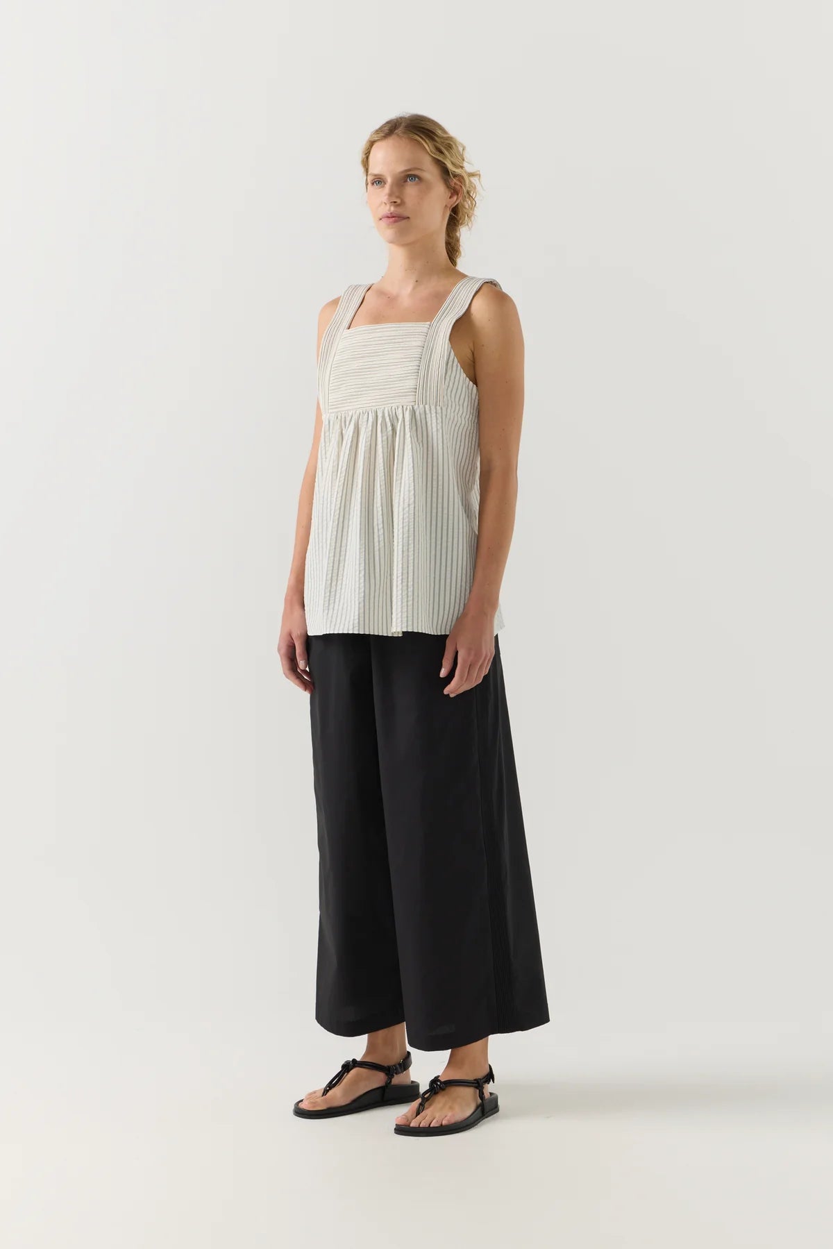 Foemina - Lydia Top in Basil Stripe Seersucker