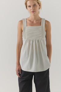 Foemina - Lydia Top in Basil Stripe Seersucker