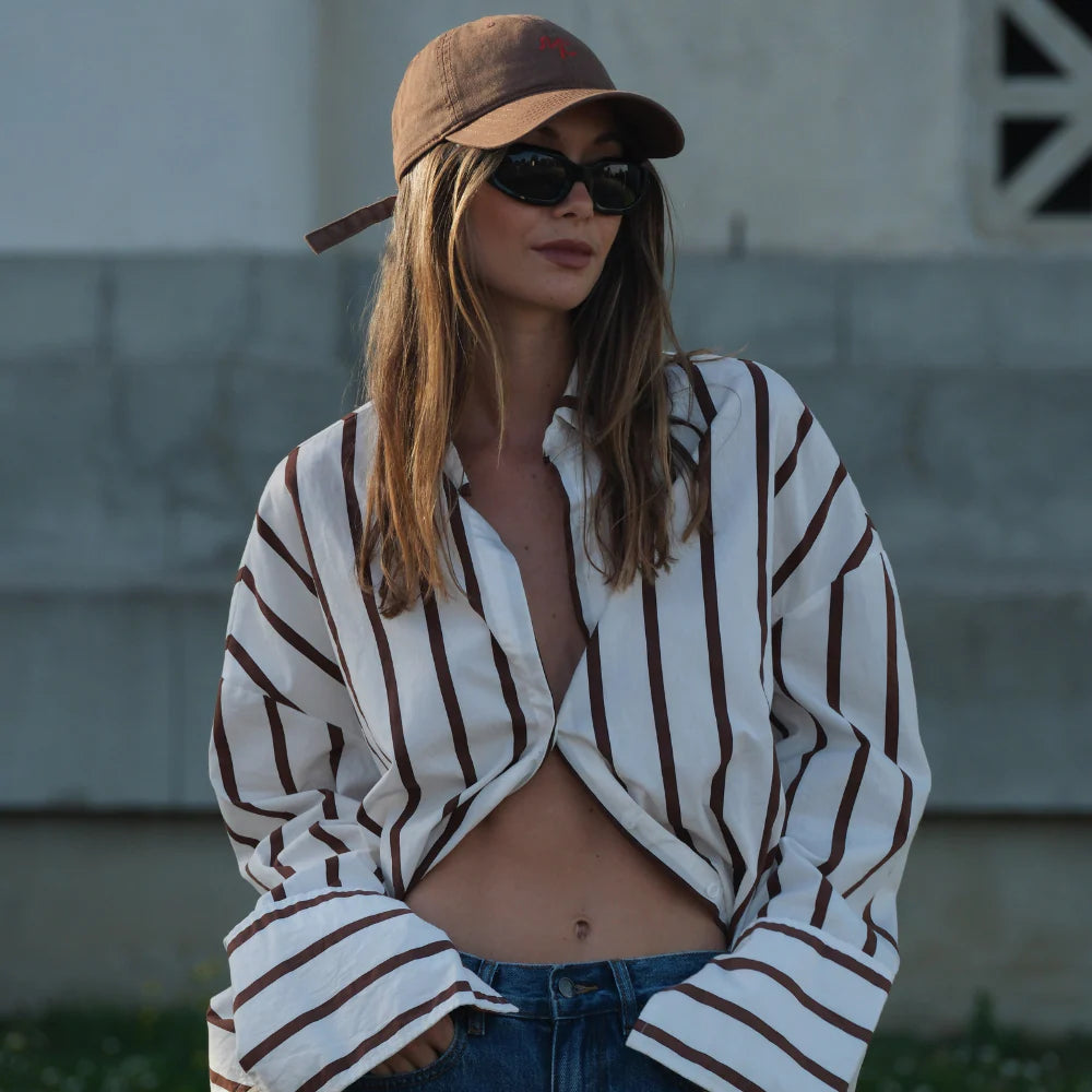 Mia Capri - Embroided Cap in Brown