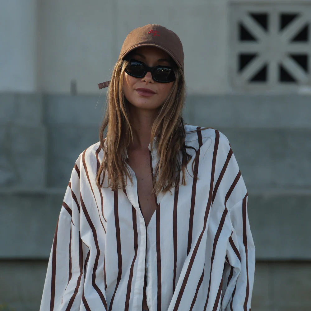 Mia Capri - Embroided Cap in Brown