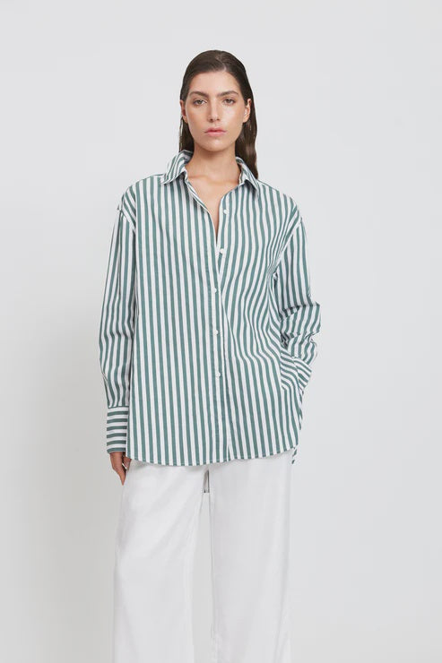 Mael - Florence Shirt in Green/White