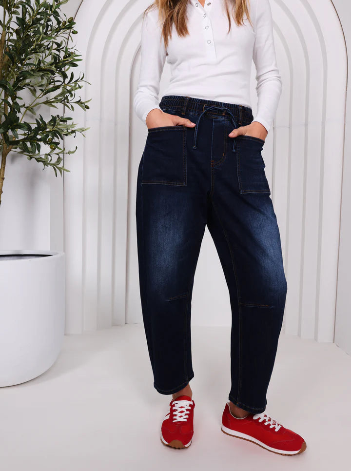 Monaco - Leo Barrel Jean in Ink Denim