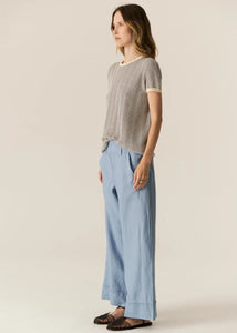 POL - Jules Knit Tee in Blue/Ivory
