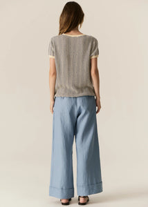 POL - Jules Knit Tee in Blue/Ivory