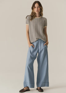 POL - Jules Knit Tee in Blue/Ivory