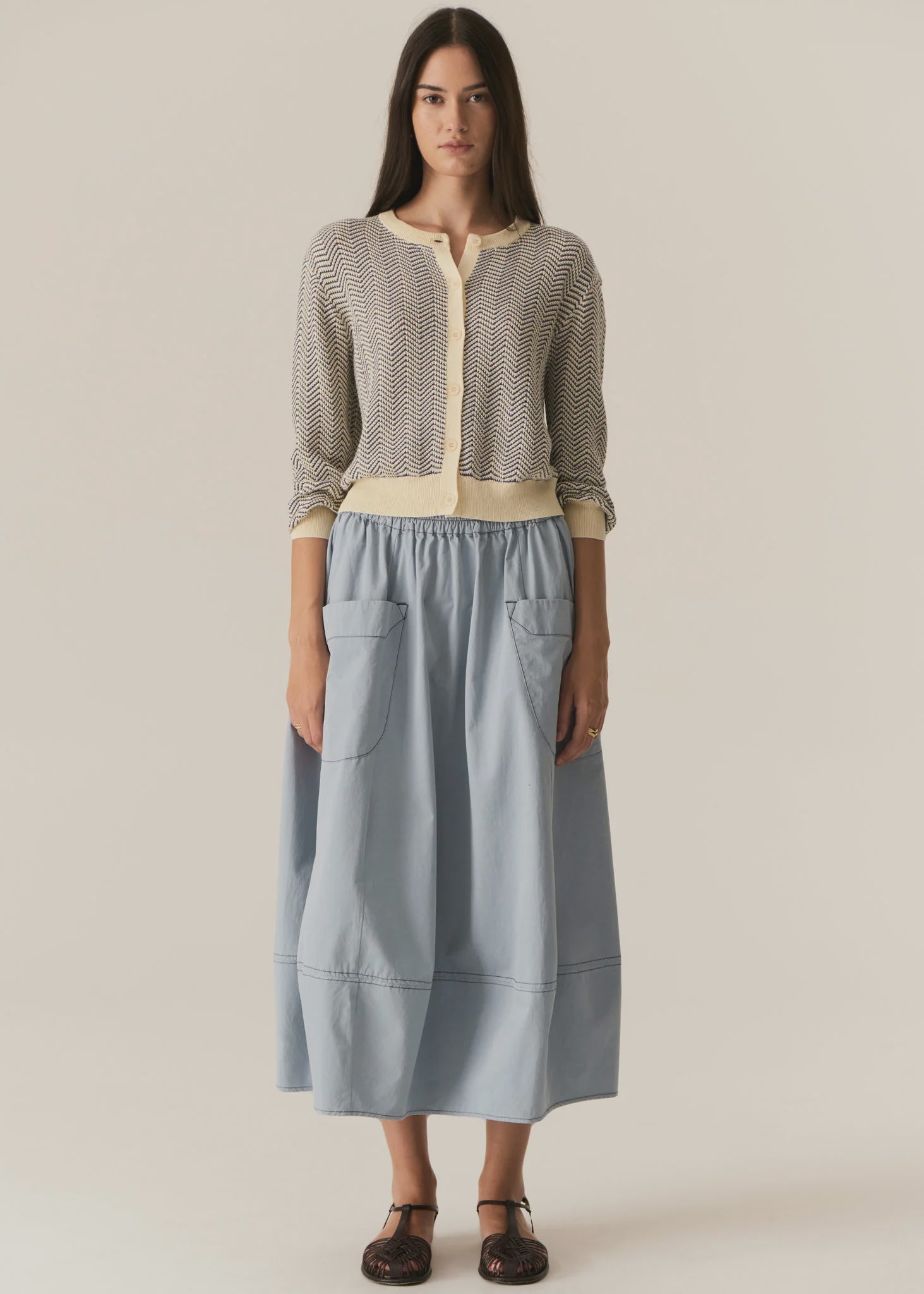 POL - Jules Cardigan in Blue/Ivory