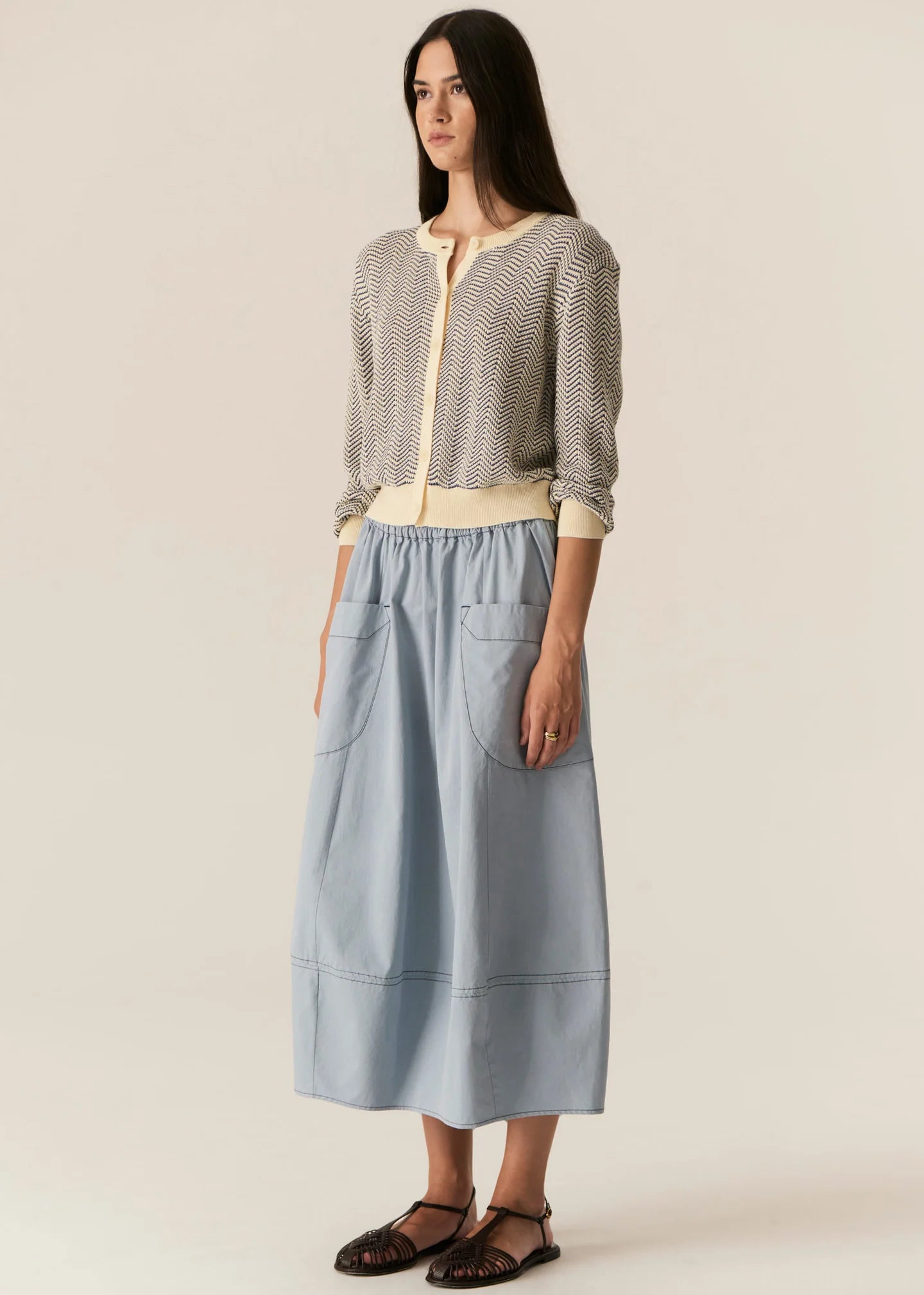 POL - Jules Cardigan in Blue/Ivory