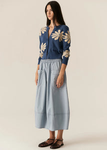 POL - Lask Daisy Cardigan in Blue/Ecru