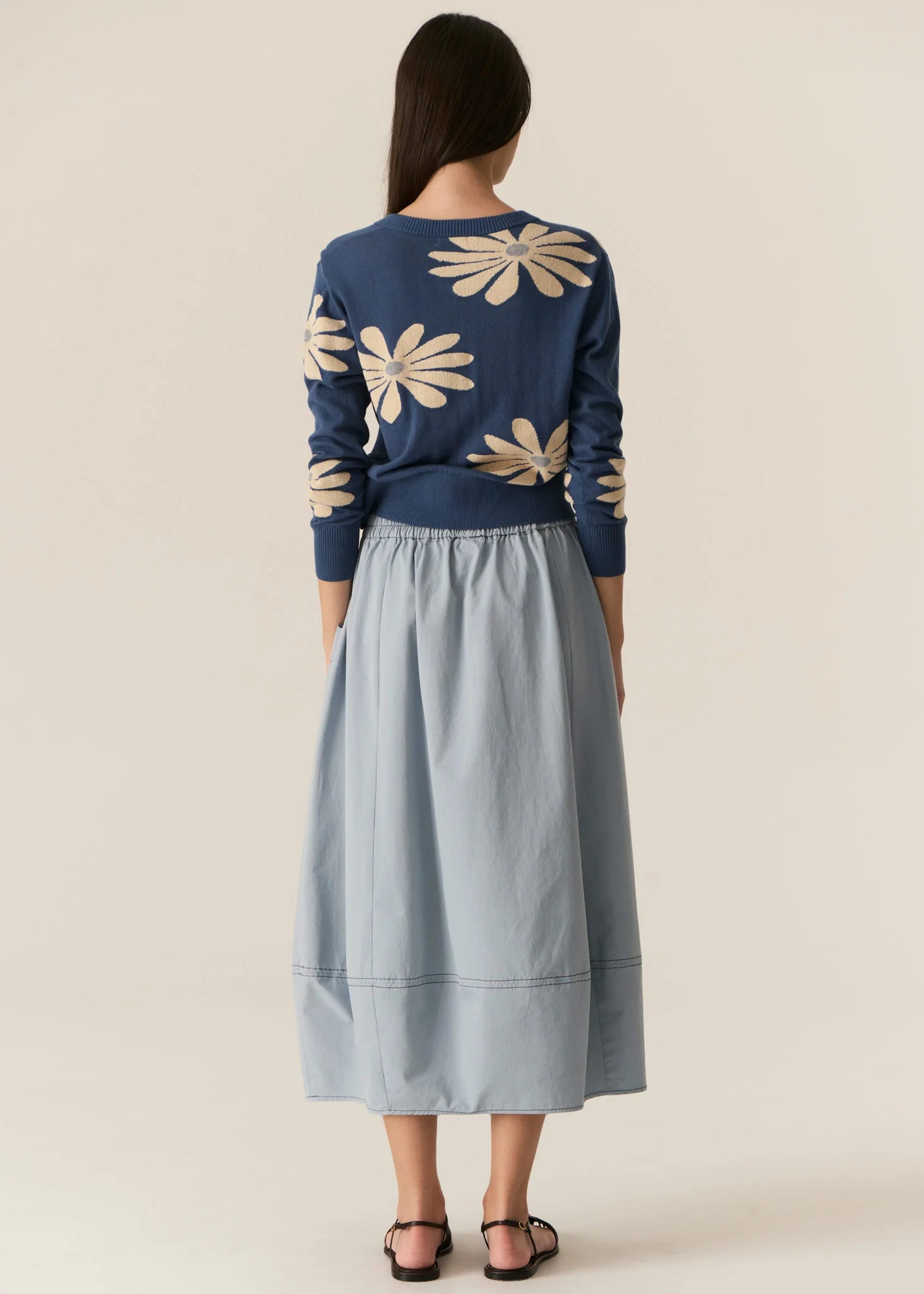 POL - Lask Daisy Cardigan in Blue/Ecru