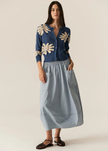 POL - Lask Daisy Cardigan in Blue/Ecru