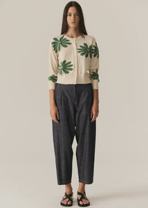 POL - Lask Daisy Cardigan in Ecru/Green