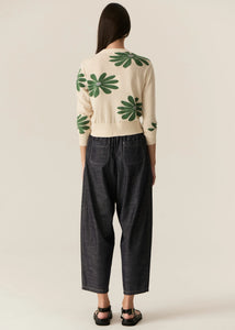 POL - Lask Daisy Cardigan in Ecru/Green