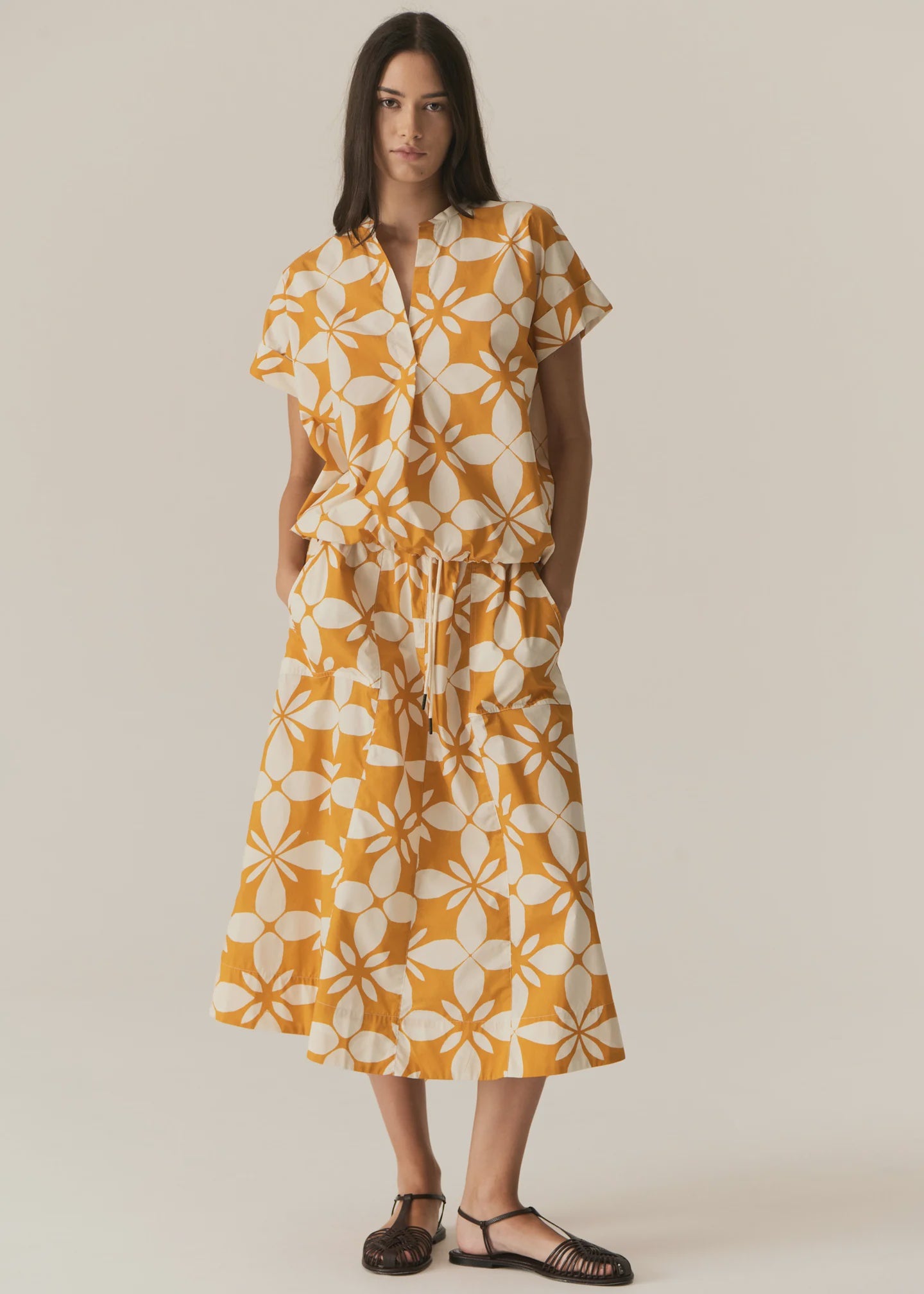 POL - Turin Drawcord Skirt in Saffron