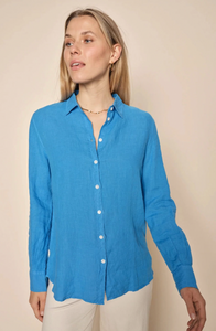 Mos Mosh - Karli Linen Shirt in Aster Blue