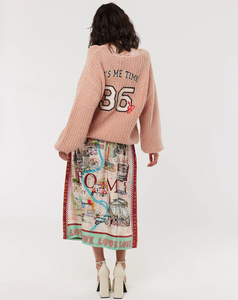 Me369 - Vanessa Printed Midi Skirt in Rouge