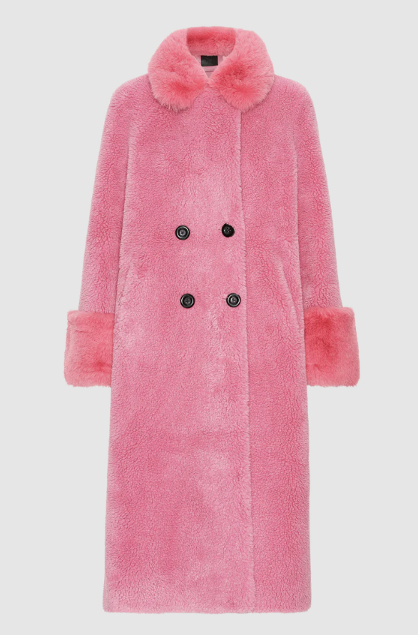 American Dreams - Fiona Long Wool Coat in Pink