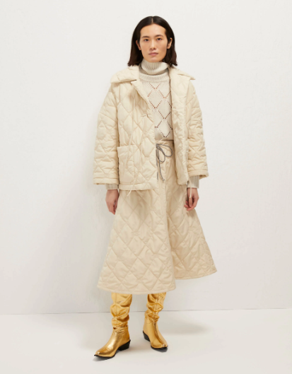 Beatrice - Giaccone Quilt Jacket in Off White