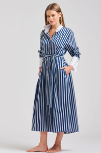 Shirty - Leah Oversized Longline Dress in Blue Stripe