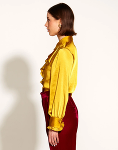 Fate + Becker - Only She Knows Ruffle Shirt in Gold