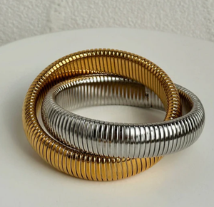 Noah The Label - Wide Snake Bracelet Set in Gold/Silver