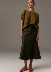 POL - Ollie Faux Leather Skirt in Khaki