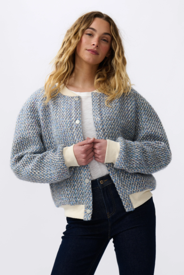 Kireina - Abigail Bomber in Blue/Cream/Pink