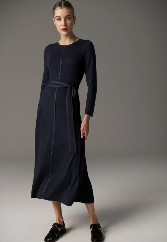POL - Lara Dress Lurex in Blue/Ink