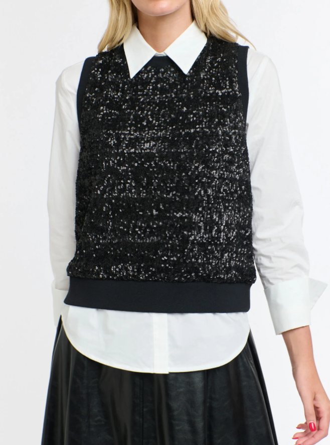 365 Days - Sequin Tank in Black