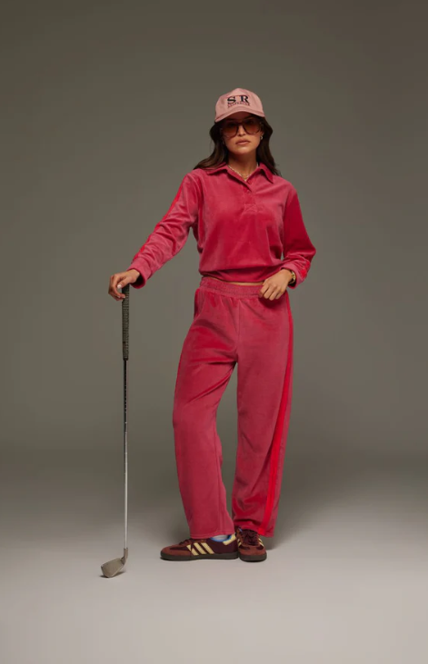 Araminta James - Mara Velour Pant in Pomegranite