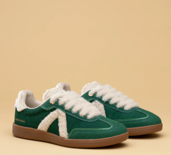 ASFVLT - Elite Classic Sneaker in Green/Cream Sherpa
