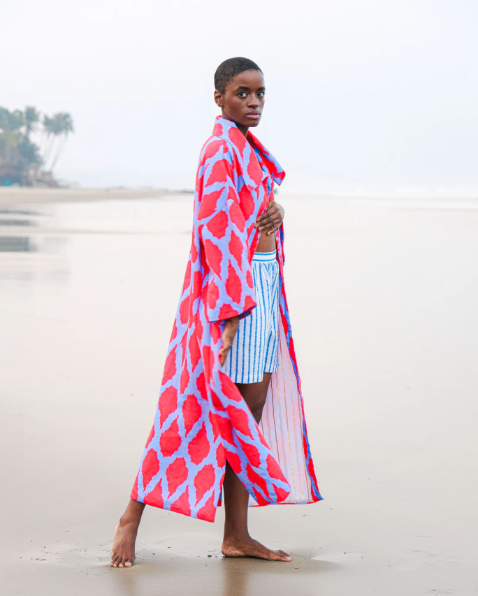Nimo with Love - Licorice Coat in Ikat Red