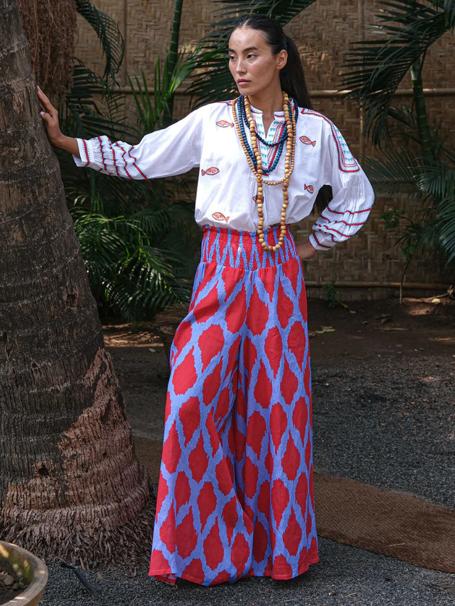 Nimo with Love - Majoran Pants in Ikat Red