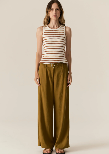 POL - Luca Knit Tank in White/Camel