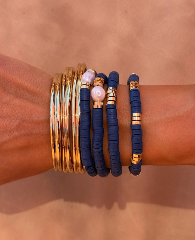 Luv AJ - The Sevillie Pearl Bracelet Set in Gold/Navy